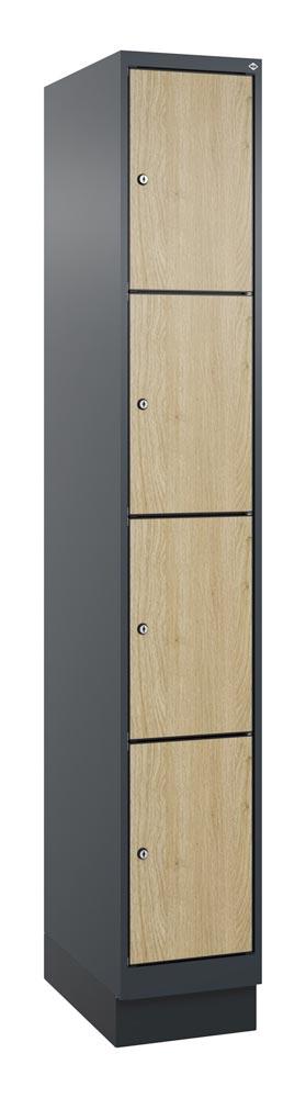 Fächerschrank mit MDF Türen, Breite 30 cm, Höhe 195 cm, Tiefe 50 cm, 4 Fächer