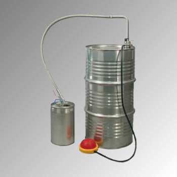 Fusspumpe - Balgpumpe - für hochreine Lösemittel - mit Auslaufschlauch - Tauchtiefe 950 mm, elektrisch leitfähig - für Fässer und Tanks