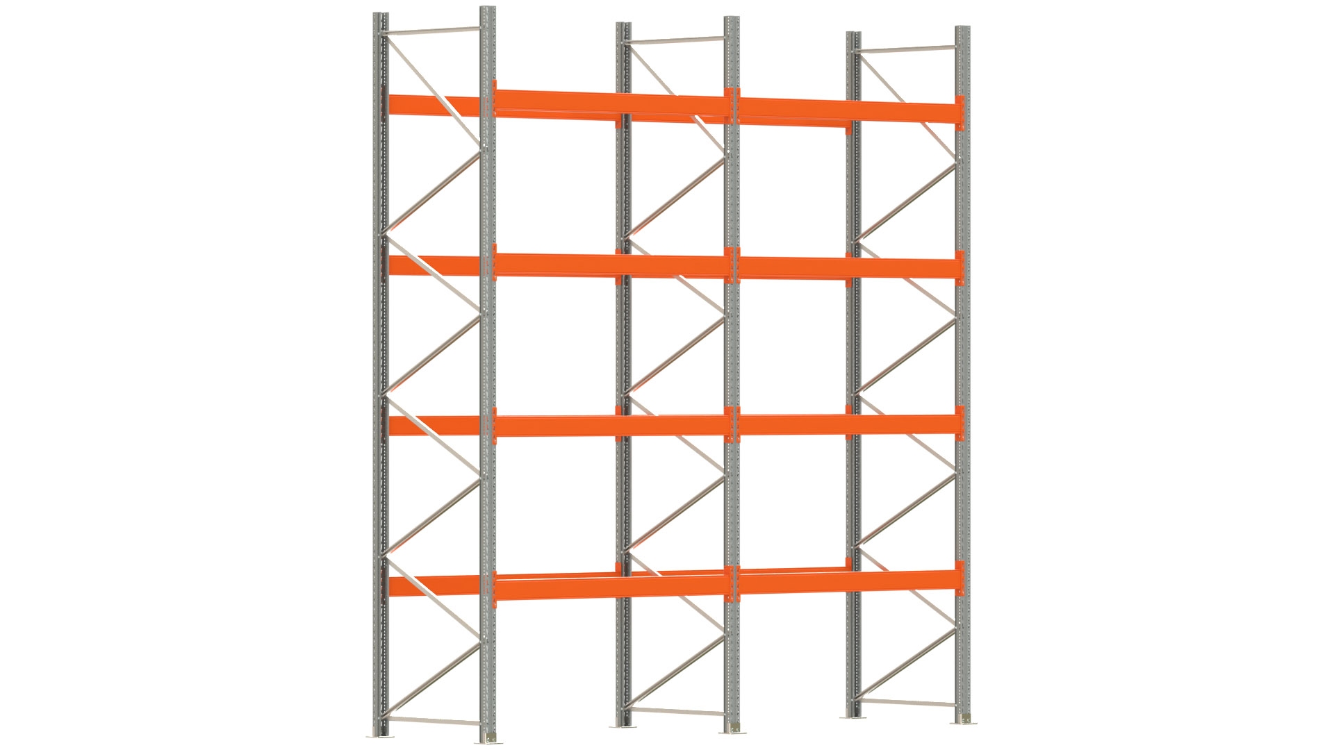 Palettenregal ARTUS - Breite 405,5 cm - Höhe 450 cm - Tiefe 110 cm - Fachlast 2000 kg - 20 Palettenstellplätze