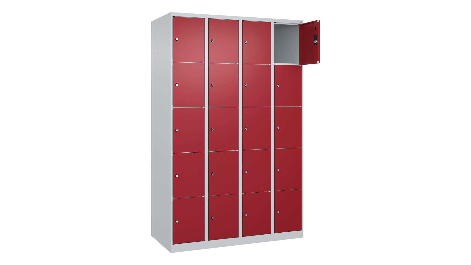 Fächerschrank, Breite 120 cm, Höhe 185 cm, Tiefe 50 cm, 20 Fächer