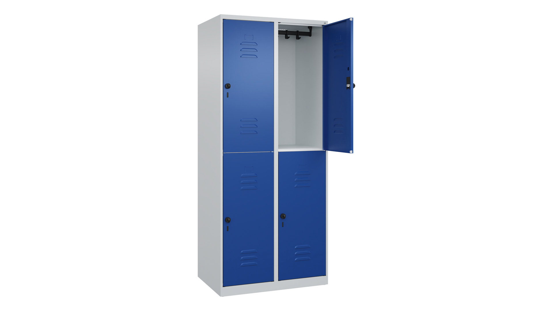 Garderobenspind doppelstöckig, Breite 80 cm, Höhe 185 cm, Tiefe 50 cm, 4 Fächer