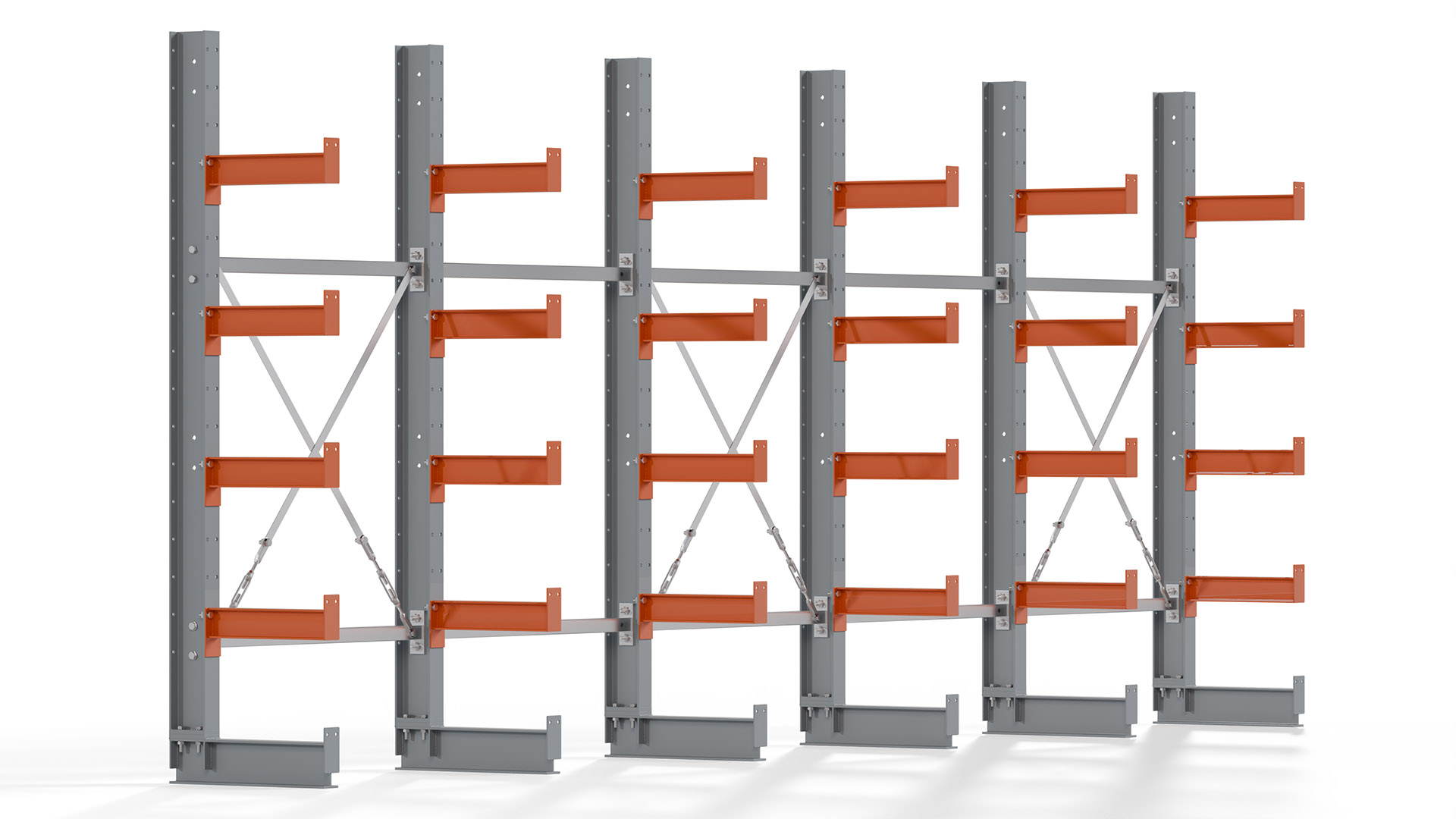 Kragarmregal KARL basic - lackiert - Breite: 500 cm - Höhe: 200 cm - Tiefe: 40 cm - Traglast je Kragarm: 1100 kg - einseitig