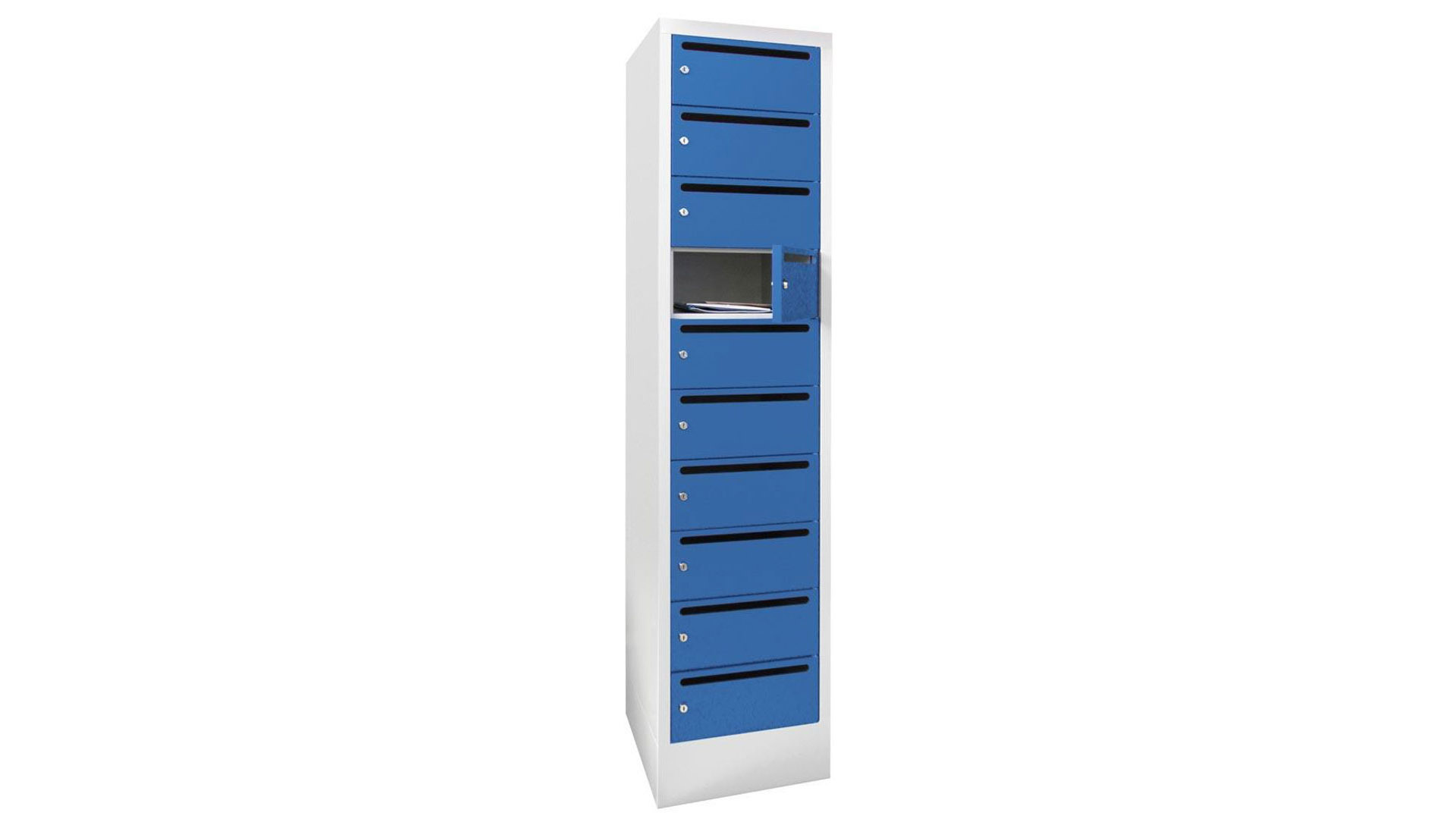 Postverteilerschrank, Breite 40 cm, Höhe 185 cm, Tiefe 50 cm, 10 Fächer